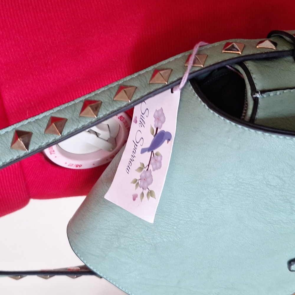 Silk Sparrow Studded Crossbody Purse Sea Green - Picture 5 of 13